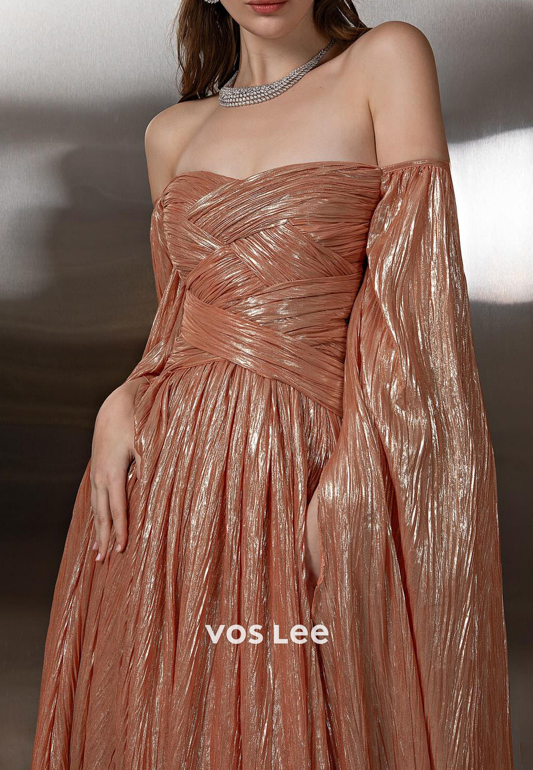 A-Line Mai Tai Off the Shoulder Floor-Length Pleated Evening Dresses
