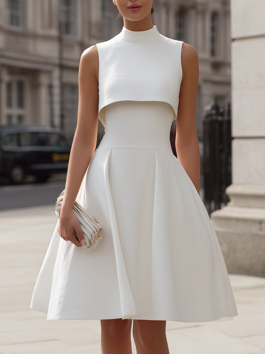 Structured Layered Bodice Fit-and-Flare Dress