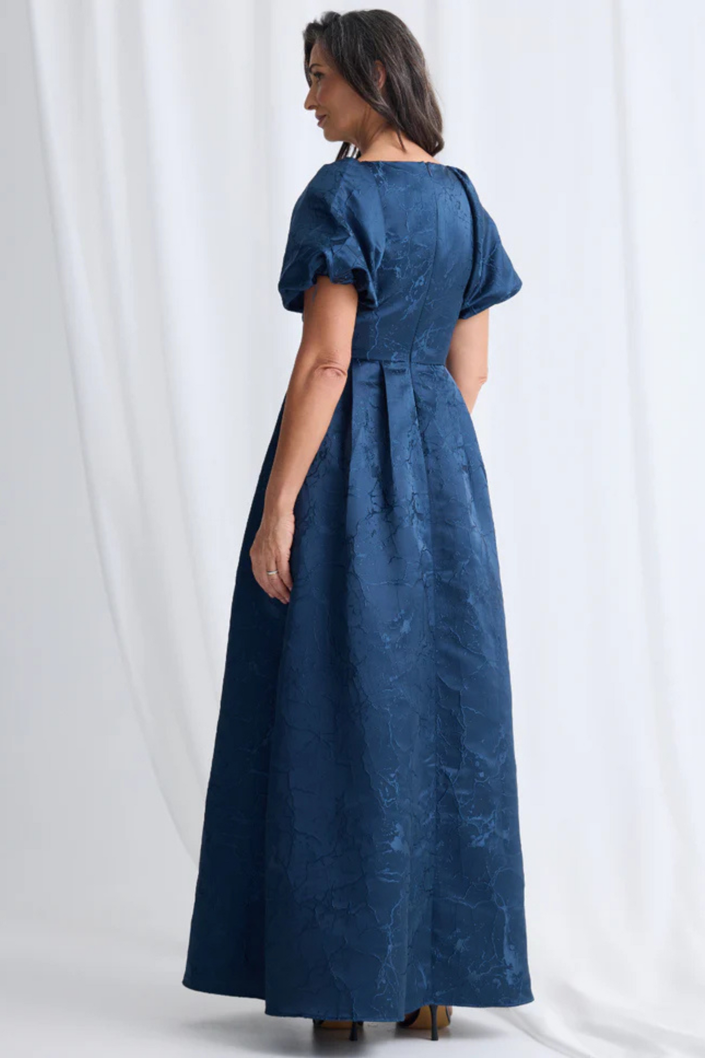 A-line V-Neck line Puff Sleeves Maxi Dress