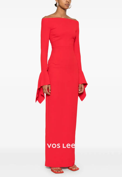 Sexy and Sleek Long Sleeve Off the Shoulder Ankle-Length Sheath Evening Dresses