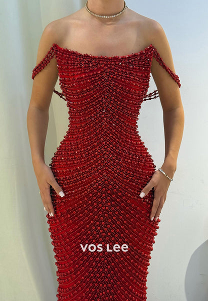 Sexy and Sleek Scoop Beading Floor-Length Mermaid Prom Dresses
