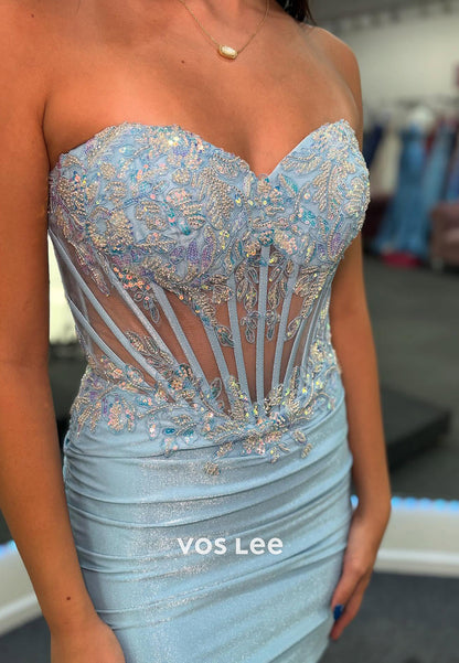 Strapless Sweetheart Corset Sequined Embellished Homecoming Dresses