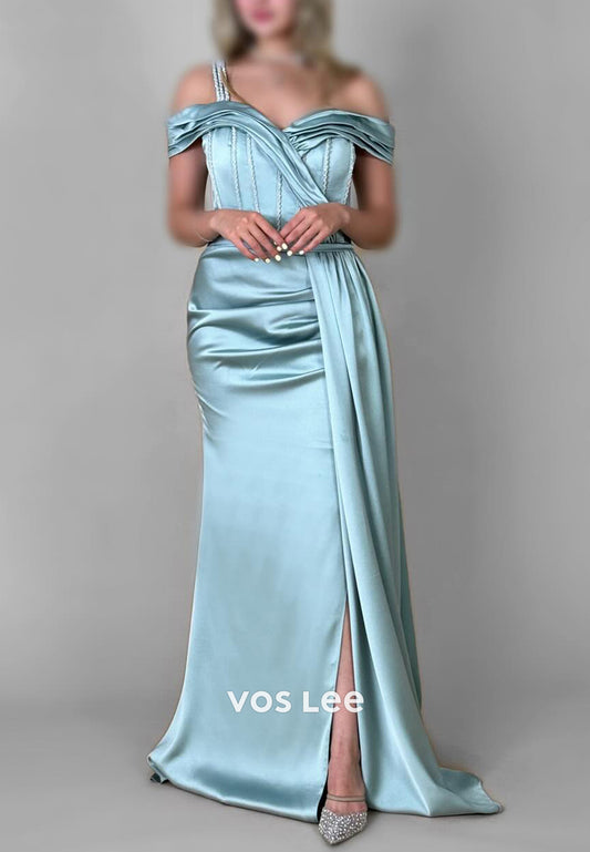 Sexy & Hot Off the Shoulder Sweetheart Beading Pleated Floor-Length Evening Dresses
