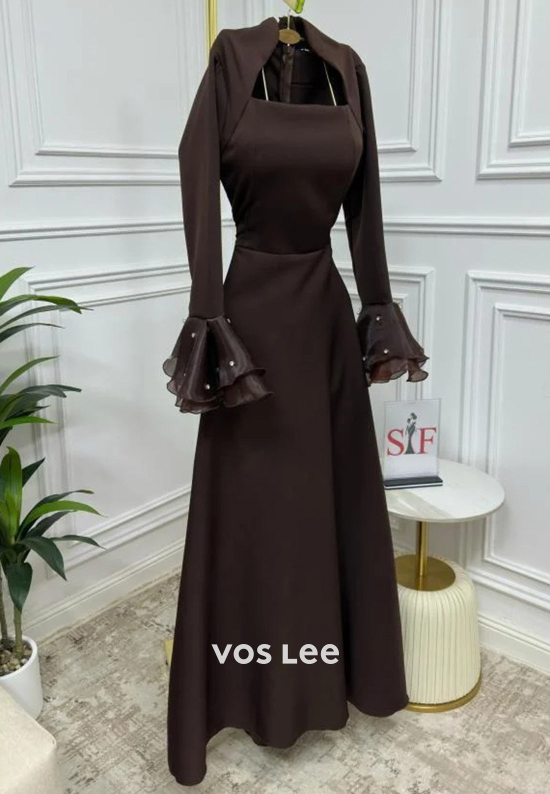 Gorgeous & Charming  A-Line Ankle-Length Rhinestone Pleated Evening Dresses