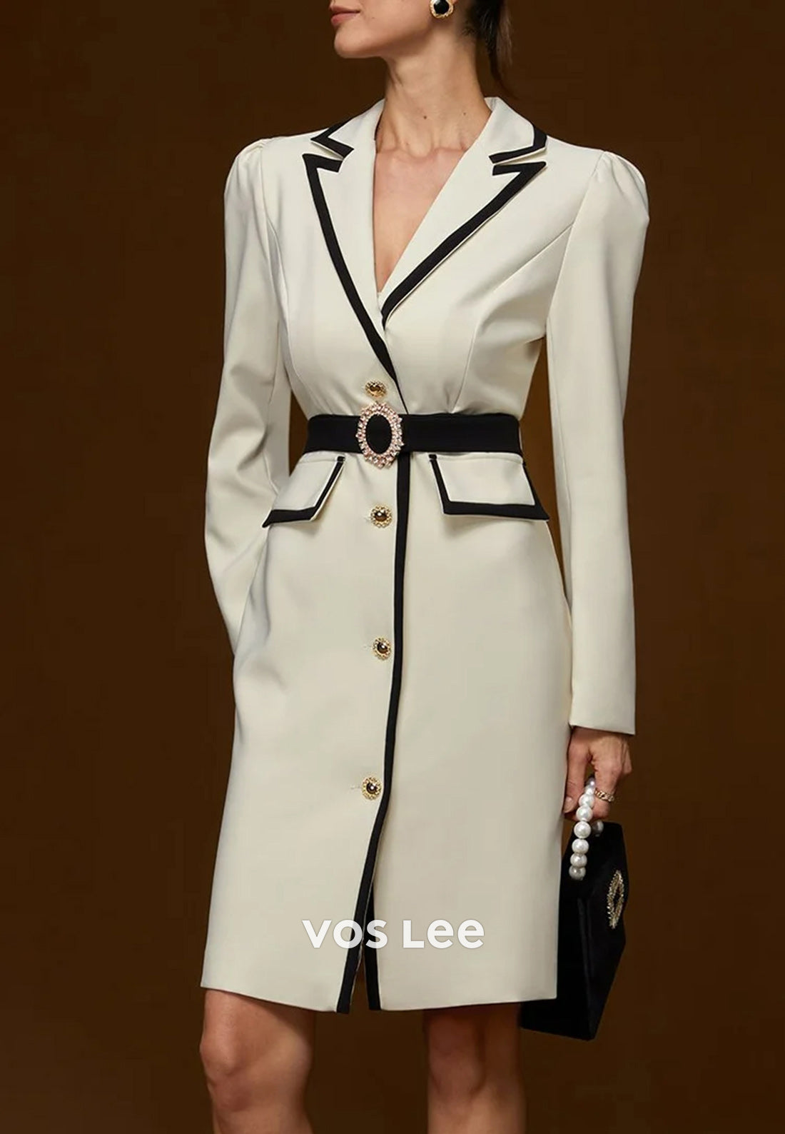 Classic & Timeless Long Sleeve V Neck Pleated Knee-Length Sheath Wedding Guest Dresses