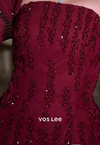 Classic Square Sequins Sheath Pleated Evening Dresses with Sweep Train