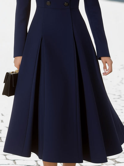 Navy Tailored Double-Breasted Midi Coat Dress