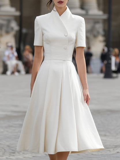 Modern Grace High-Collar Midi Dress