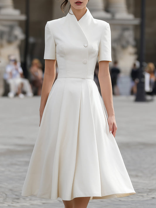 Modern Grace High-Collar Midi Dress