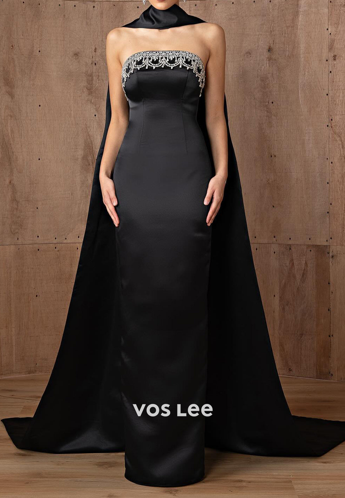 Simple & Casual Strapless Rhinestone Embellished Mermaid Prom Dresses