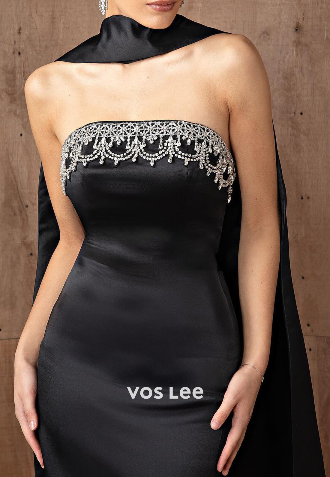 Simple & Casual Strapless Rhinestone Embellished Mermaid Prom Dresses