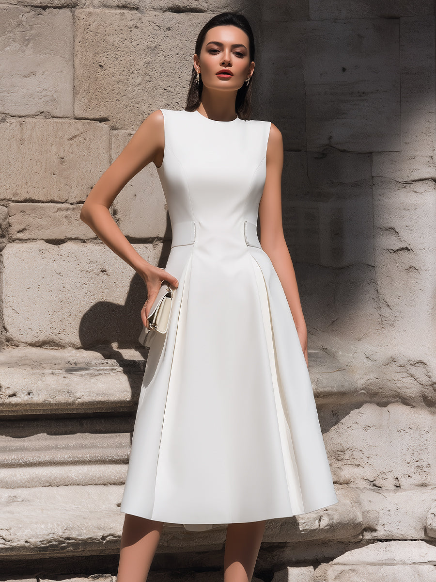 Sleeveless Tailored A-Line Midi Dress