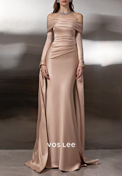 Couture & Ornate  Off the Shoulder Long Sleeve Mermaid Prom Dresses