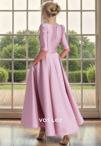 A-Line V-Neck Tea-Length Half Sleeves Mother of the Bride Dress/Cocktail Dress