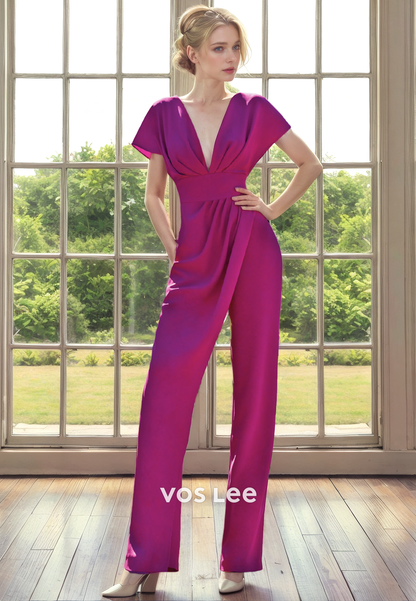 V-Neck Mother of the Bride Pant Suits