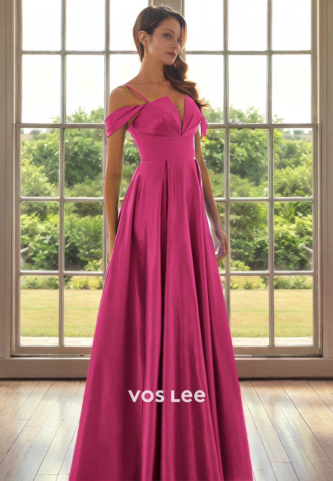 A-Line Off Shoulder Floor-Length Satin Mother of the Bride Dress/Cocktail Dress