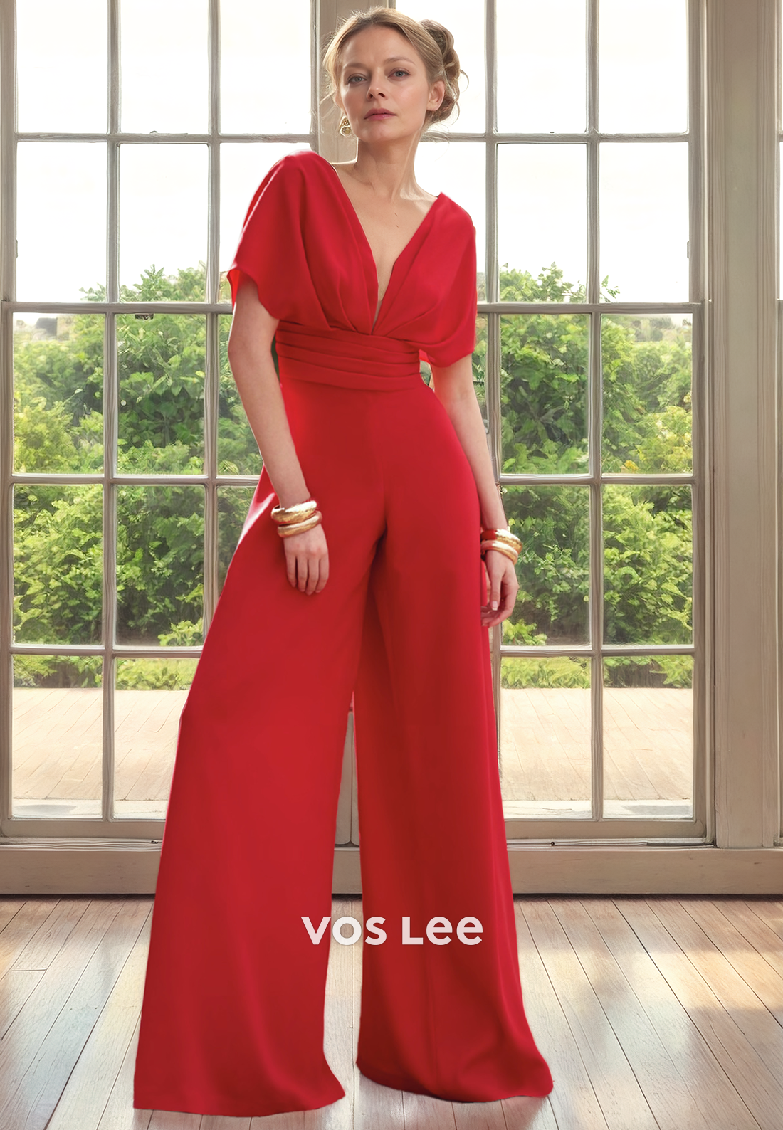 V-Neck Mother of the Bride Pant Suits