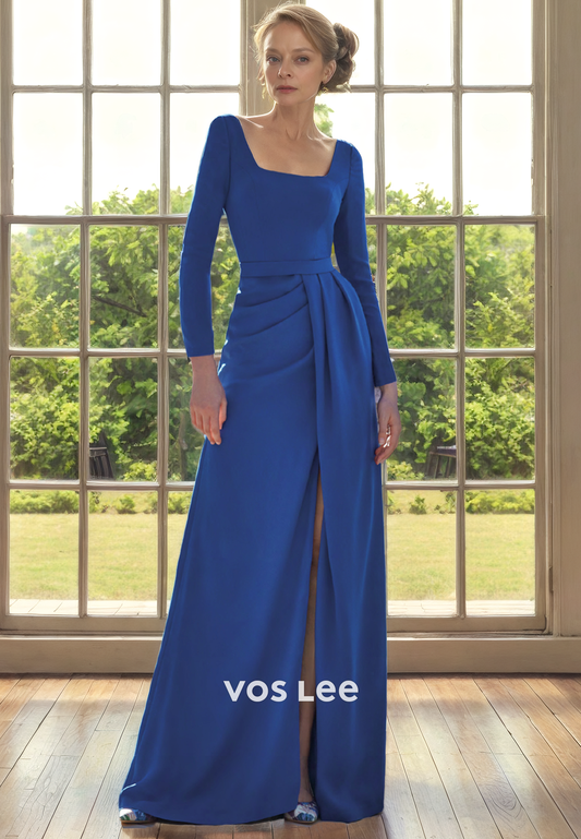 A-Line Square Long Sleeves Floor-Length Mother of the bride Dress