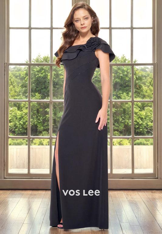 Sheath/Column Scoop Cap Sleeves Floor-Length Satin Mother of the Bride Dress/Cocktail Dress