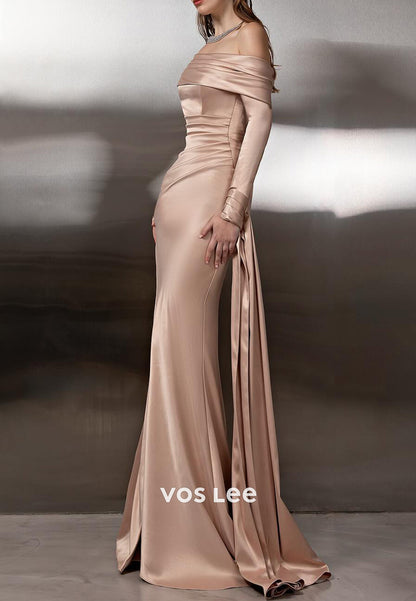 Couture & Ornate  Off the Shoulder Long Sleeve Mermaid Prom Dresses