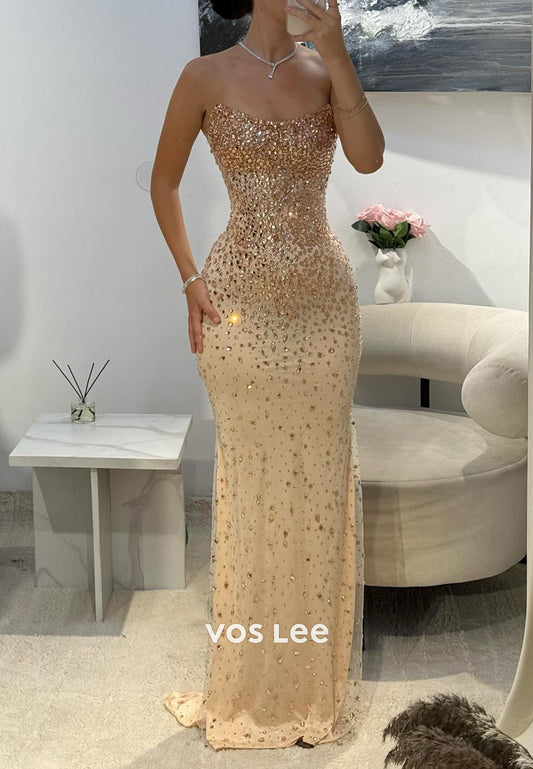 Sparkle & Shine Scoop Rhinestone Floor-Length Mermaid Prom Dresses