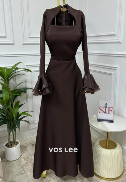 Gorgeous & Charming  A-Line Ankle-Length Rhinestone Pleated Evening Dresses