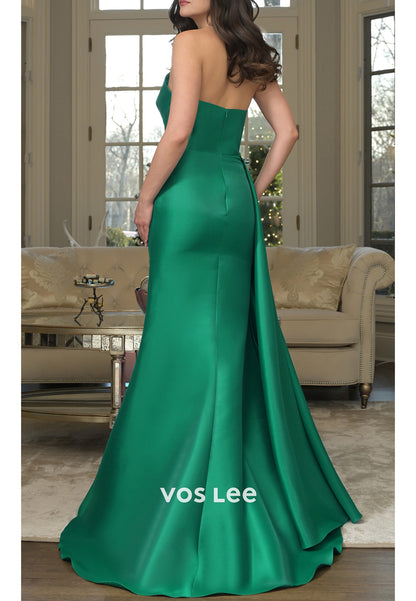 Strapless Beaded Embellished Ruched Long Sheath Mother of Bride Dresses