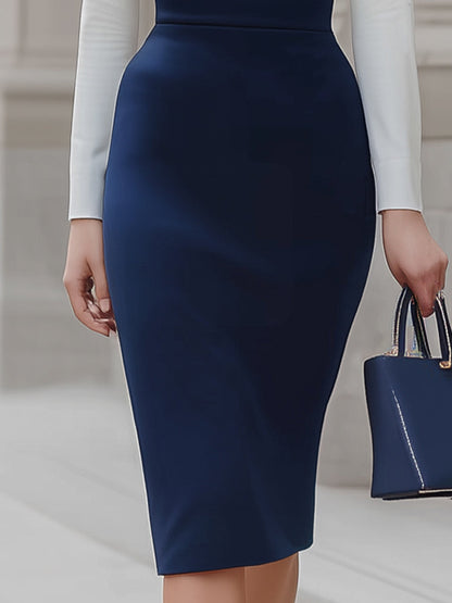 Chic Two-Tone High Waist Pencil Dress