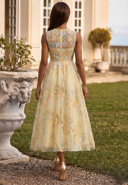 Daffodil Sleeveless Scoop Appliques Mother of the Bride Dress