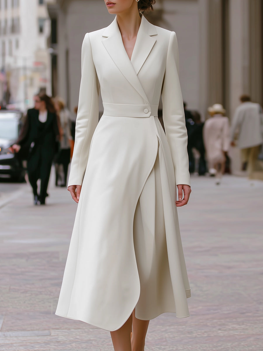 Ivory Longline Blazer Dress With Wrap Skirt