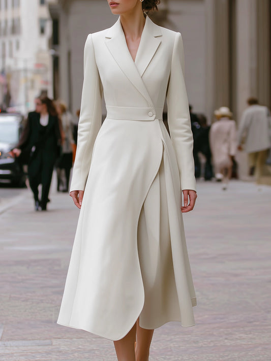 Ivory Longline Blazer Dress With Wrap Skirt