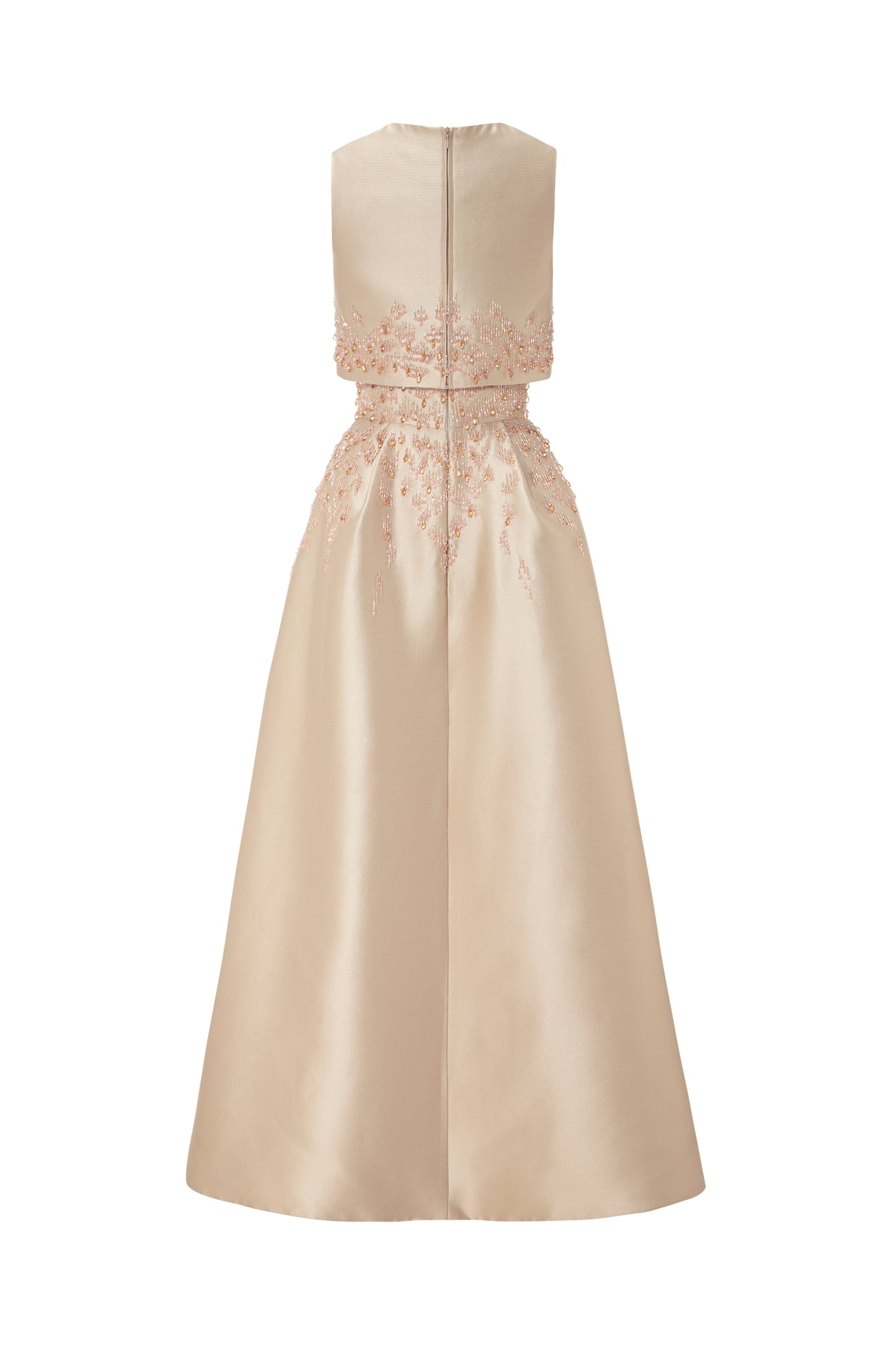 Sculpted Beaded Tulip-Shaped Gown Paired With Crop-Top