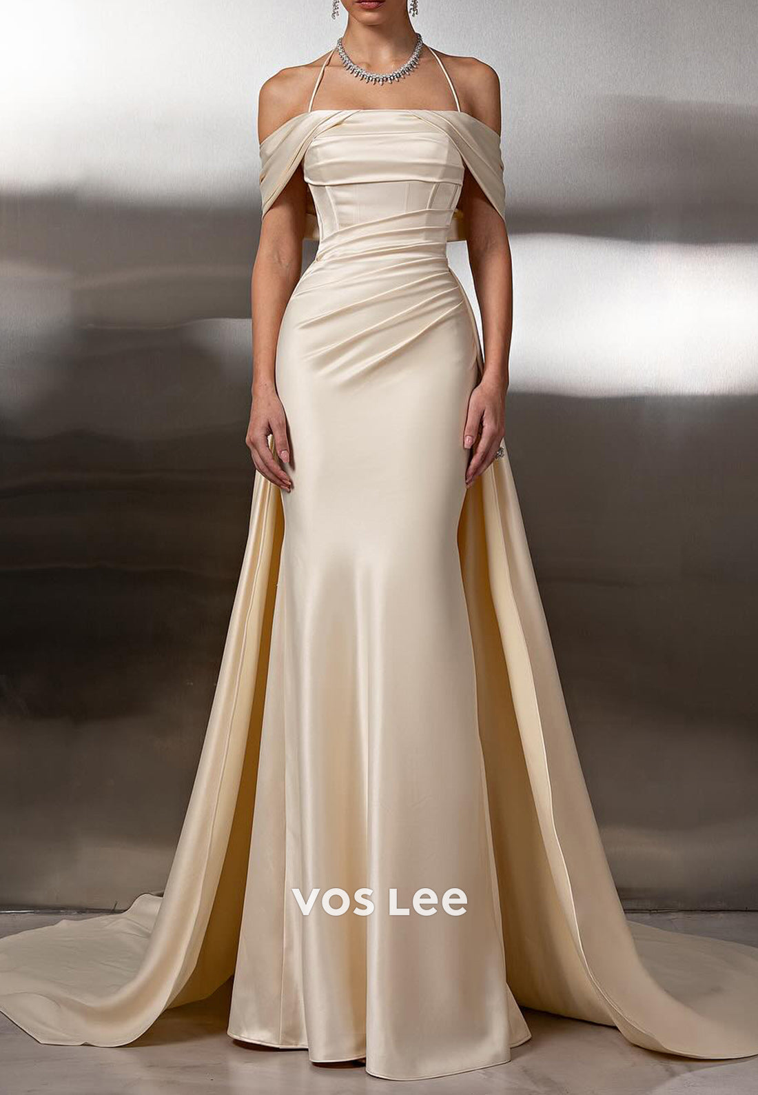 Classic & Timeless Halter Sparkling Mermaid Evening Gown with Court Train