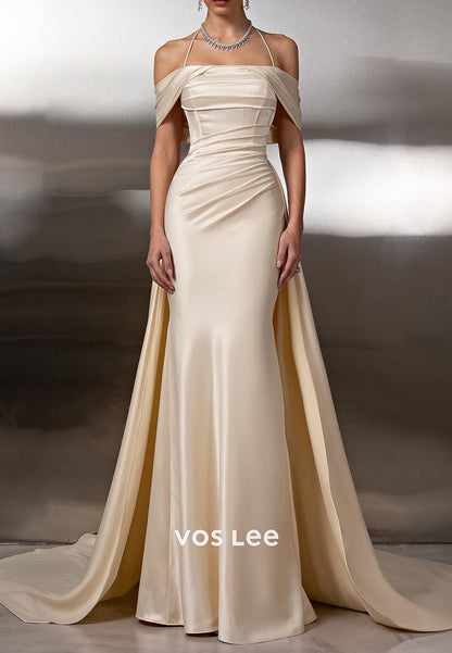 Classic & Timeless Halter Sparkling Mermaid Evening Gown with Court Train