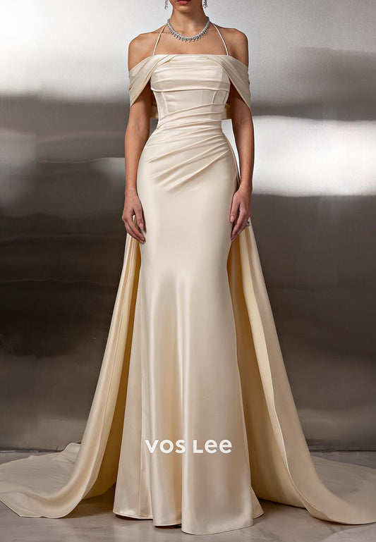 Classic & Timeless Halter Sparkling Mermaid Evening Gown with Court Train