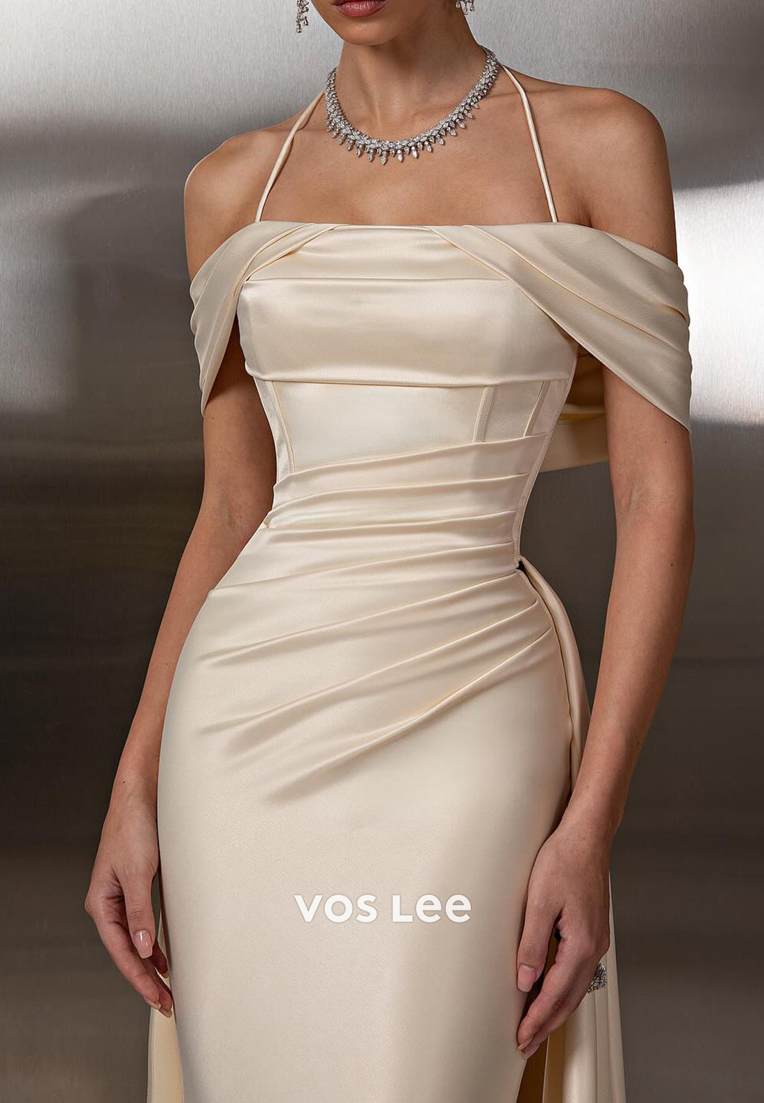 Classic & Timeless Halter Sparkling Mermaid Evening Gown with Court Train