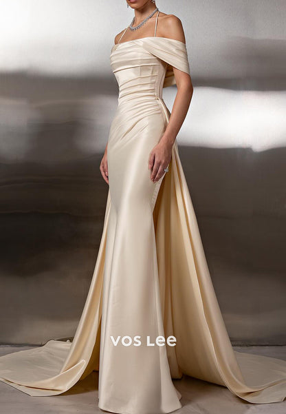 Classic & Timeless Halter Sparkling Mermaid Evening Gown with Court Train