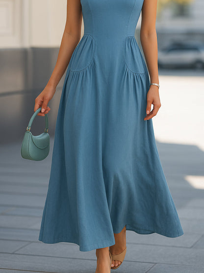 Square-Neck Maxi Dress With Wide Straps Wedding Guest Dresses