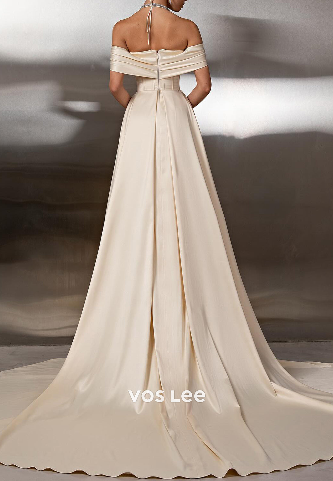 Classic & Timeless Halter Sparkling Mermaid Evening Gown with Court Train