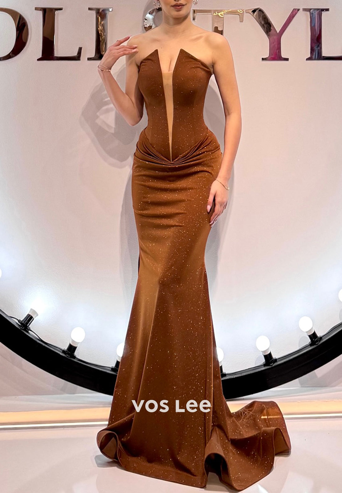 Sexy & Hot Plunging V Neck Long Mermaid Evening Dresses with Sweep Train