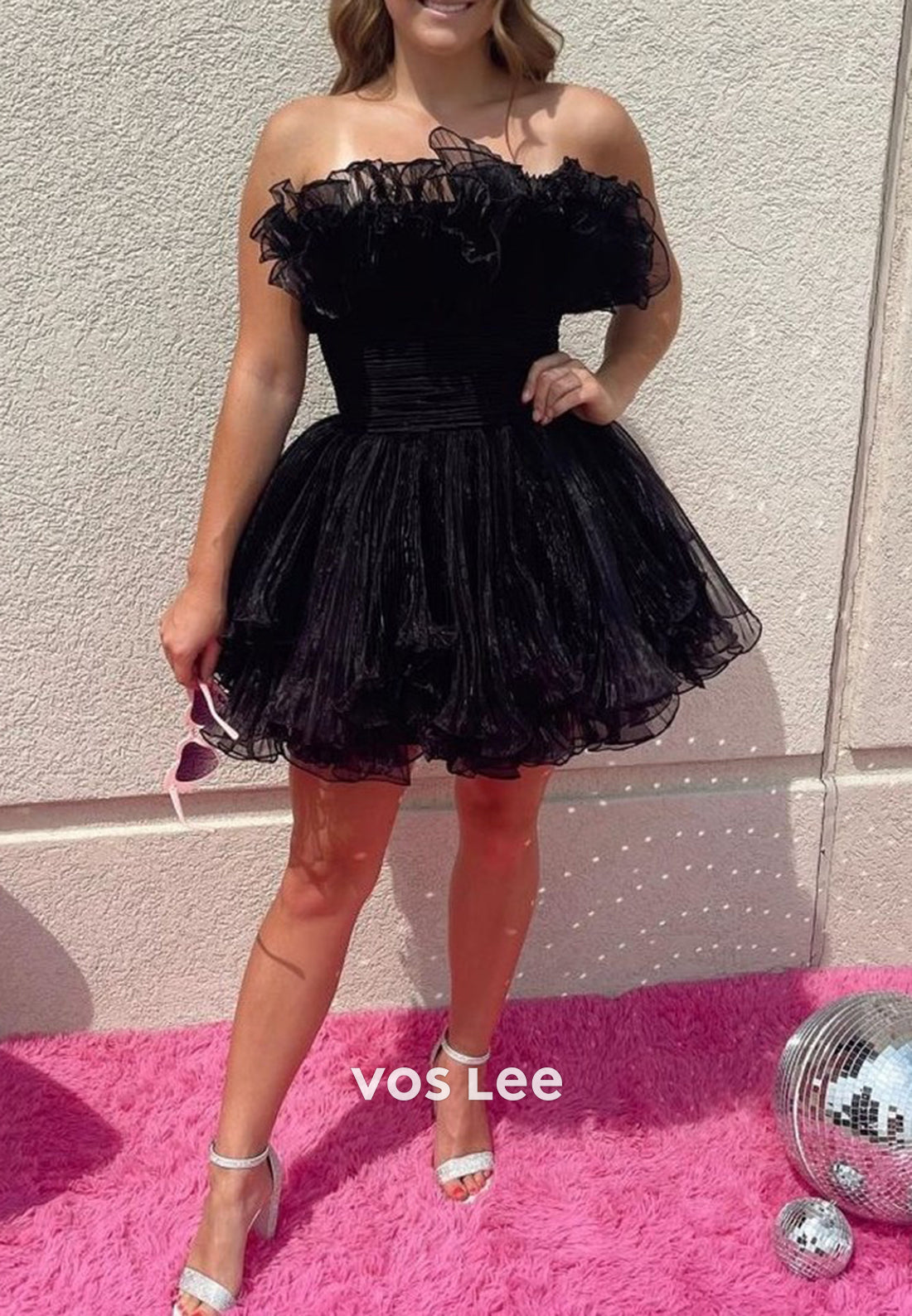 Couture & Classic A-Line Strapless Tulle Pleated Homecoming Dresses