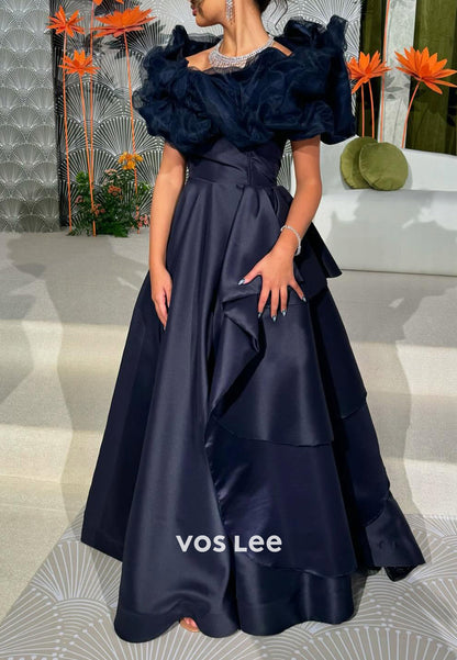 Empire Waist A-Line Off the Shoulder Bowknot Pleated Floor-Length Evening Dresses