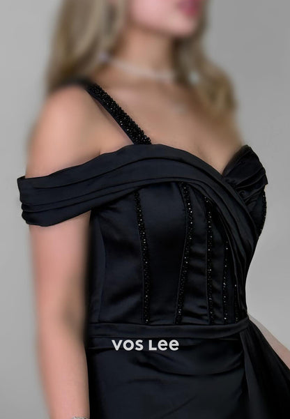 Sexy & Hot Off the Shoulder Sweetheart Beading Pleated Floor-Length Evening Dresses