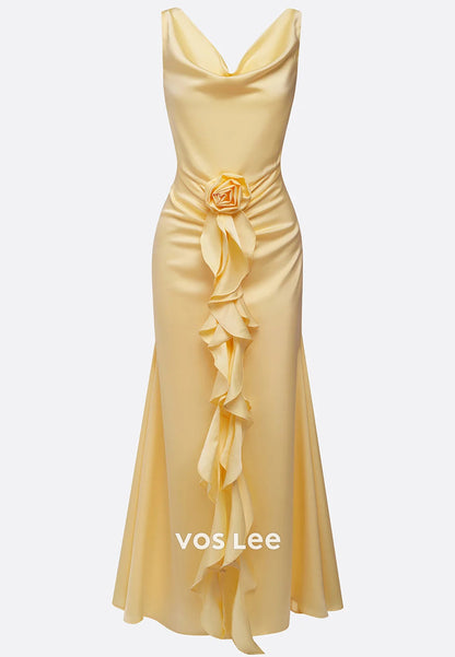 Couture & Ornate V Neck Floral Embellished Ankle-Length Sheath Wedding Guest Dresses