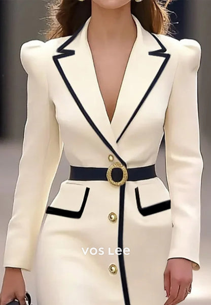 Classic & Timeless Long Sleeve V Neck Pleated Knee-Length Sheath Wedding Guest Dresses