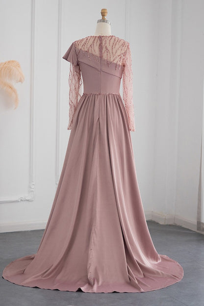 Amazing Jewel Neck A Line Evening Dress Long Sleeves With Appliques