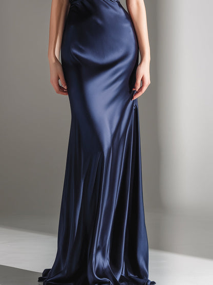 Statement Pleated-Sleeve Deep V Knot-Front Evening Gown