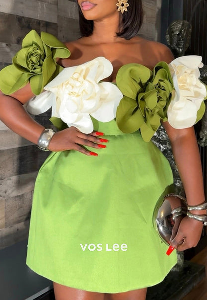 A-Line Off the Shoulder Floral Embossed Pleated Homecoming Dresses