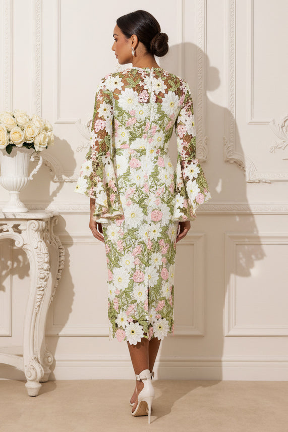 Lace Long Sleeves Scoop Wedding Guest Dress