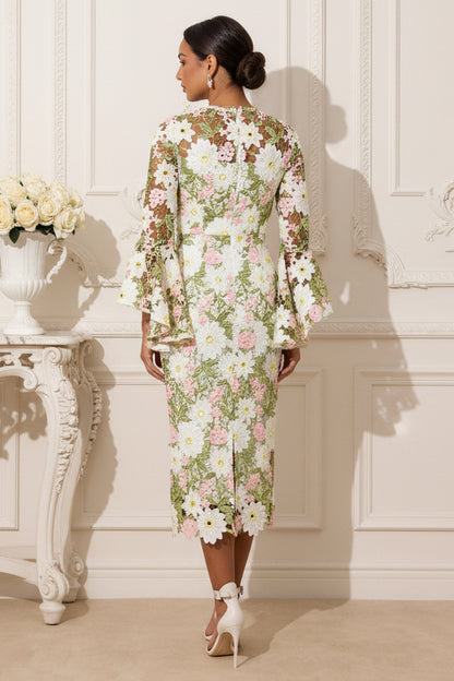 Lace Long Sleeves Scoop Wedding Guest Dress